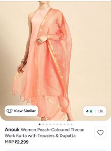 3 piece Elegant Peach Kurta Set with Dupatta Anouk