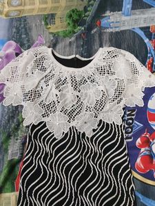 Chic Lace &amp; Wave Print Dress