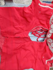 Stunning Reddish Pink Embellished Saree