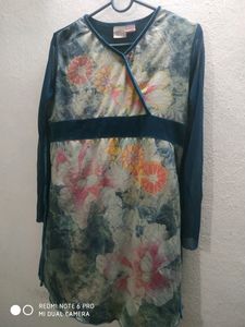 Western Middi Green Velvet +Cotra Streachable Top