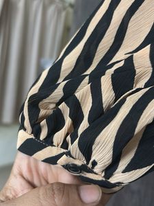 Zebra Print High Neck Blouse