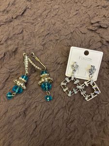 Combo of Elegant Crystal & Blue Bead Earrings