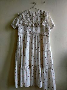 Cute Strawberry Print Tiered Dress