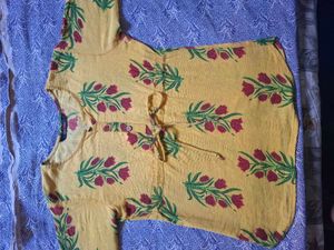 Yellow Floral Print Kurta