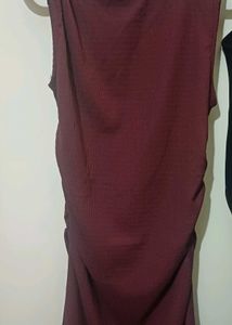 Burgundy Ribbed dress