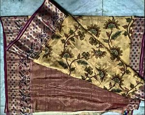 Cream With Meroon Banaras Silk Saree🥰