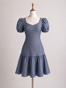Denim Blue Puff Sleeve Dress