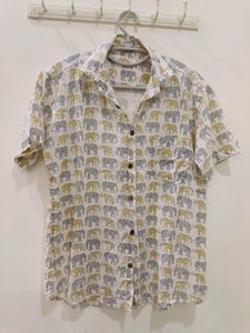 Elephant Print Cotton Half Shirt Jaipuri Cotto
