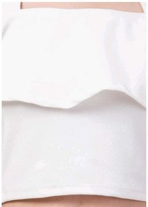 White Off-Shoulder Ruffle Crop Top