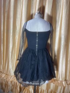 Black Tulle Mesh Fit and Flare Dress