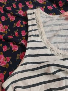 Striped Tank Top with Lace Trim