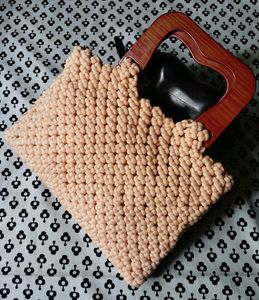Macrame Handbag with Wooden Handle