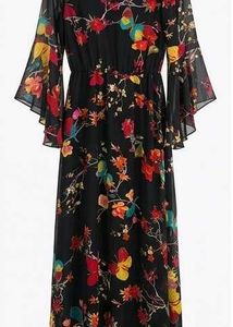 Black Flowy Floral Maxi Dress