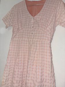 Light Pink Gingham Midi Dress