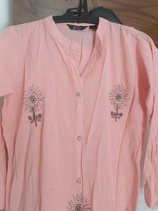 Peach Kurta with White Sharara Set