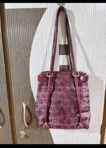 Lancaster Burgundy Monogram Tote Bag