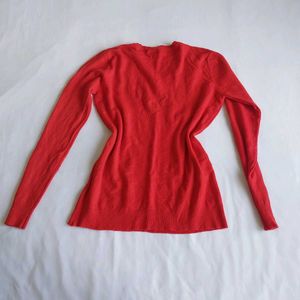 Elegant Red V-Neck Embellished Sweater🌷