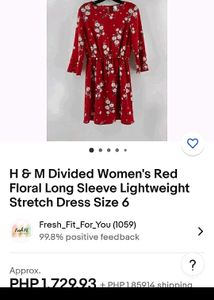 H&amp;M Red Floral Mini Dress