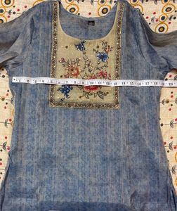 🌸 Elegant Blue Floral Kurta Set with Dupatta