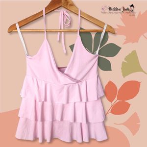 Cute Pink Ruffled Halter Top