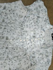 Sky Grey Top With White Chickan Work