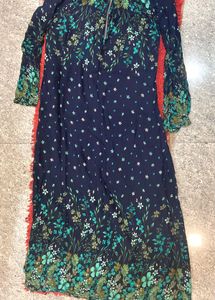 Floral Print Blue Kurta
