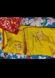 Yellow Saree with Floral Embroidery