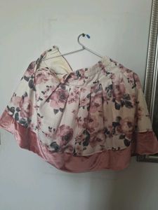 Floral Skirt with Velvet Hem