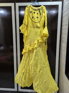 Yellow Embroidered Ethnic Gown