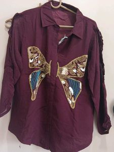 Embellished Butterfly Shirt