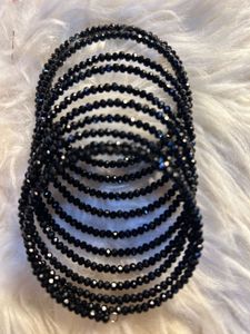 Elegant Black Beaded Bracelet Set