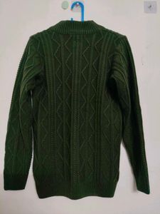 Men's Dark Green Cable Knit Quarter Zip Sweater