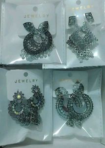 combo 4 pair of Oxidized Silver Dangle Earr