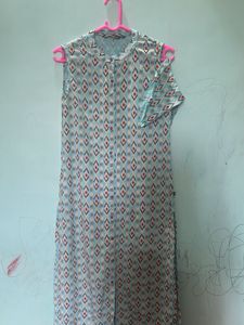 Light Blue Geometric Print Kurta