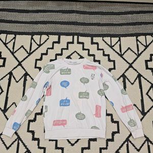 White Graphic Print Sweatshirt