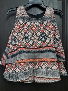 Boho Print Cold Shoulder Top