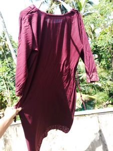 Maroon Floral Print Kurta