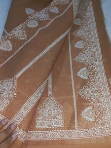 New Tan Colour Saree With Beautiful 3d Print