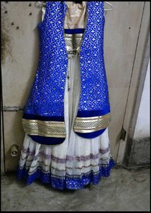 Elegant Blue &amp; White Lehenga Choli Set