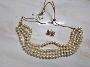 Elegant Pearl Necklace & Earring Set