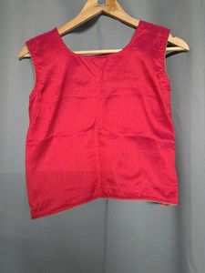 Vibrant Pink Art Silk aari work choli with contras