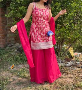 Vibrant  Pink Kurta Set with Dupatta