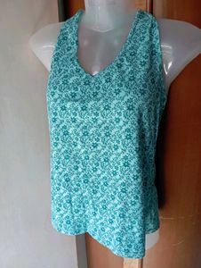 Turquoise Floral Halter Top