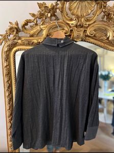 Zara Dark Grey Textured Button-Up Shirt