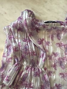 Sheer Floral Puff Sleeve Top