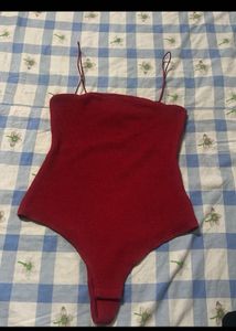 Red Textured Bikini Top