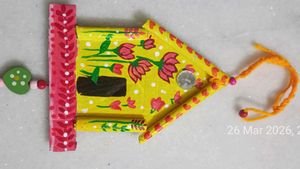 Hand-painted Yellow Birdhouse Showpiece 🌷