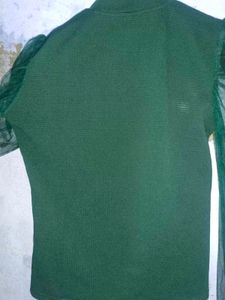 Chic Zipper Front Top with Sheer Sleeves
