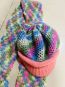 Handmade Knit Scarf & Hat Set for women