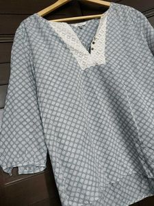 JODIFL Printed Kurta with Lace Detail